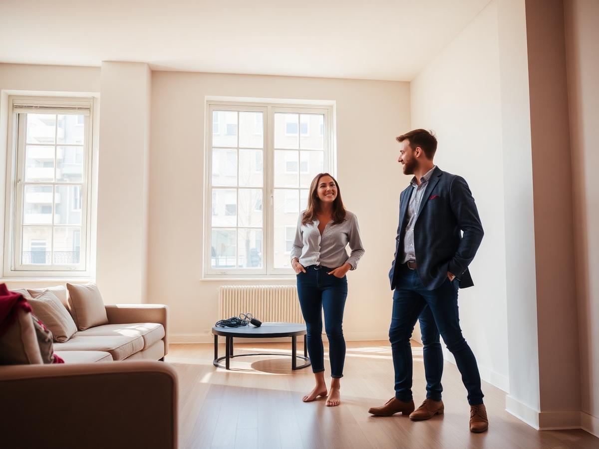 Property manager showing apartment to prospective residents